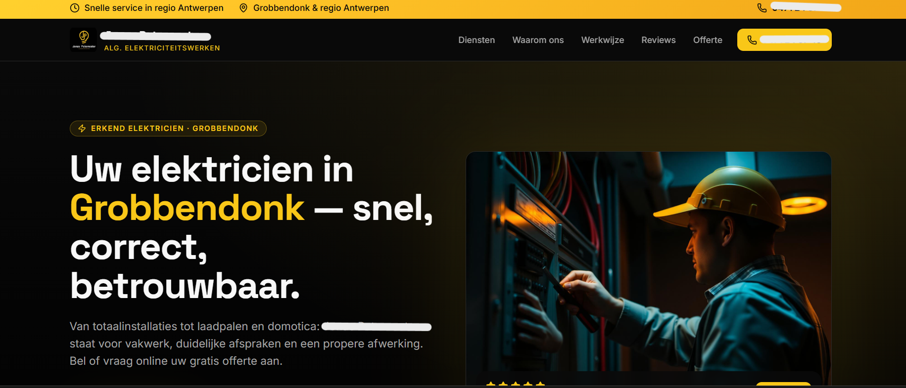 Elektricien — Bedrijfswebsite