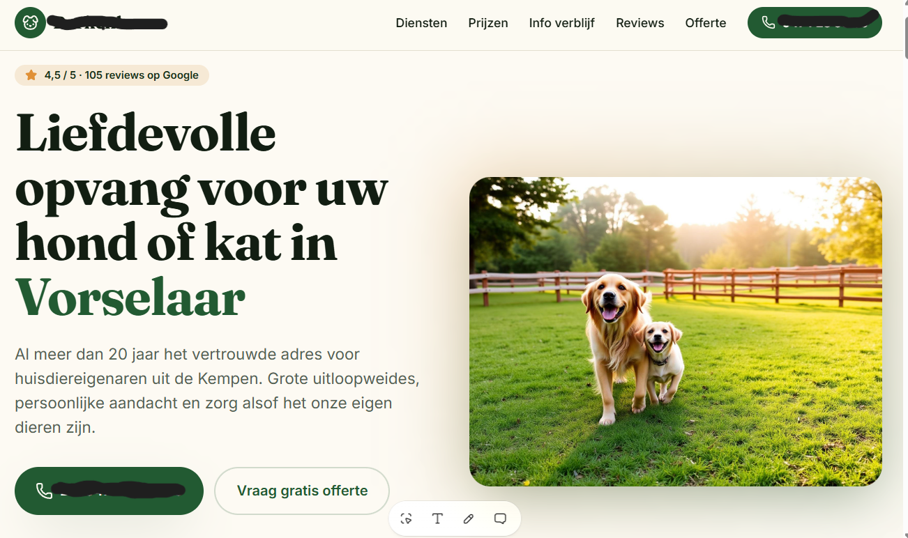 Dierenpension  — Bedrijfswebsite